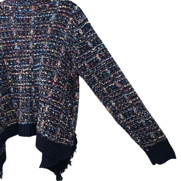 Original USA Open Front Cardigan Women S/M Sparkle Glitz Fringe Ribbon Weave NEW - Picture 15 of 16